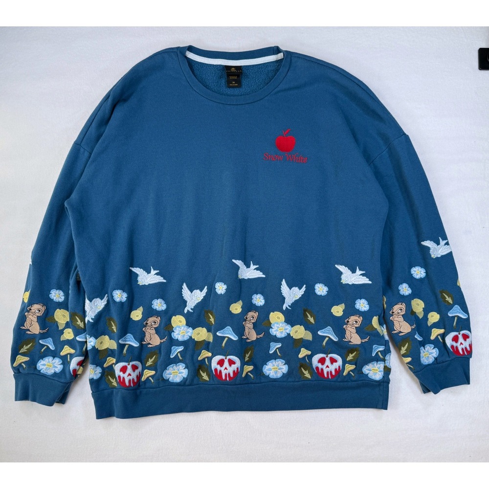 Disney 3X Snow White Sweatshirt Cottagecore Cotton Blend Embroidered